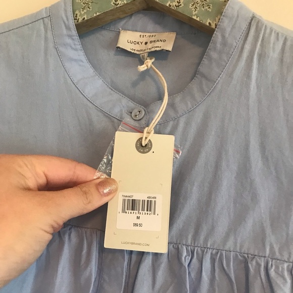 NWT Lucky Brand Cold Shoulder Button-Down Blue - Picture 5 of 6